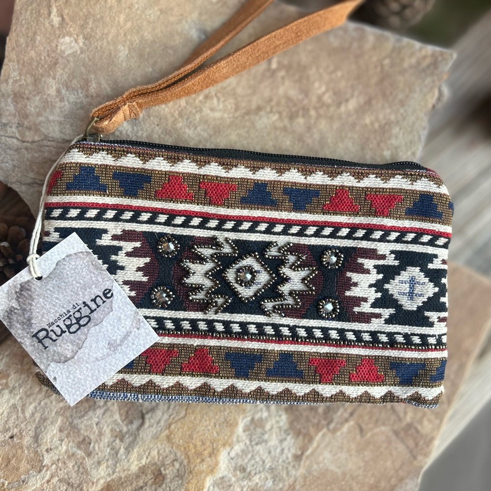 Handmade Ethnic Handbeaded Clutch NWT
